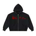 "Born" Jesus on the Cross Fleeced Full-Zip Boxy Hoodie